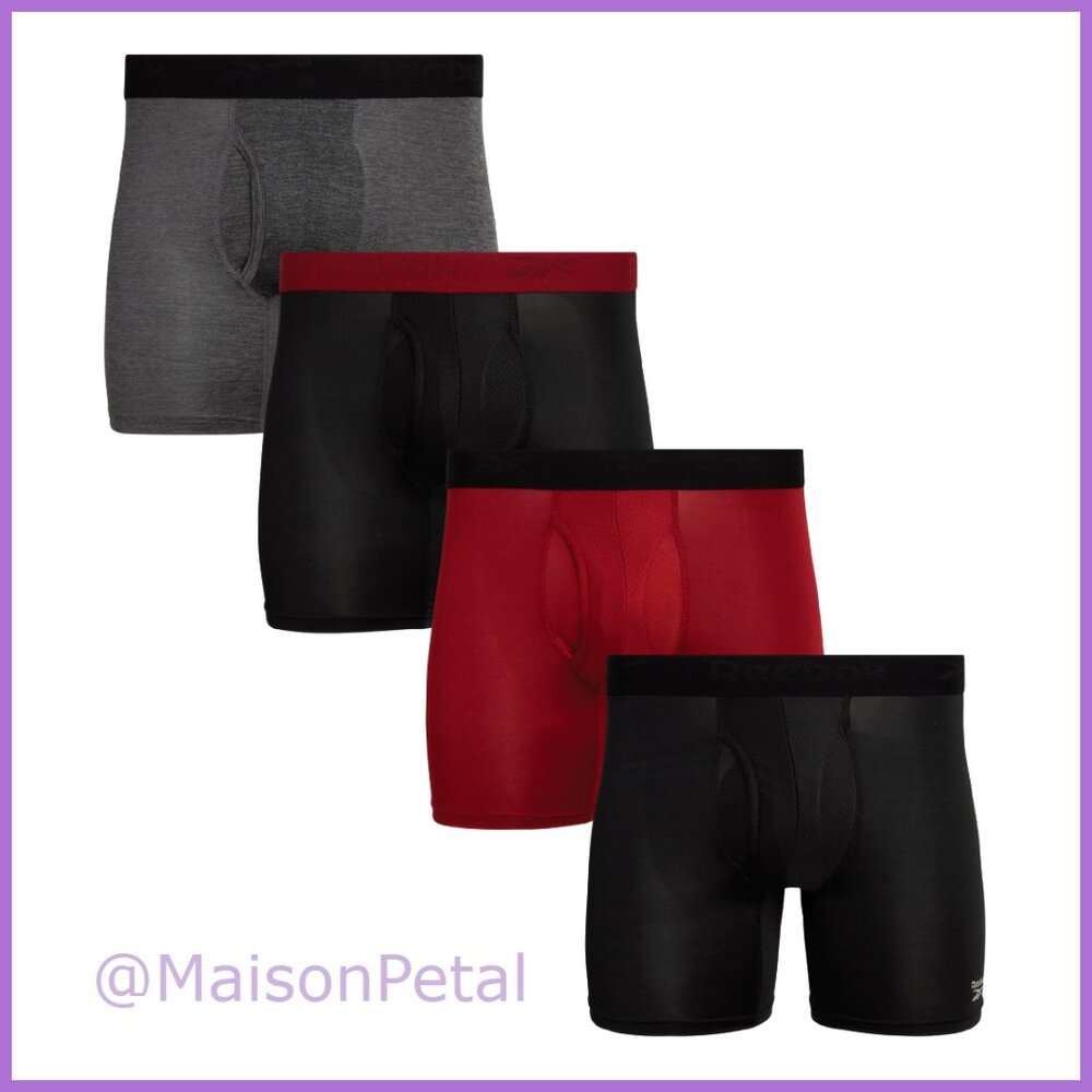 Performance Boxer Briefs 4-Pack with Stretch Support and Moisture Wicking